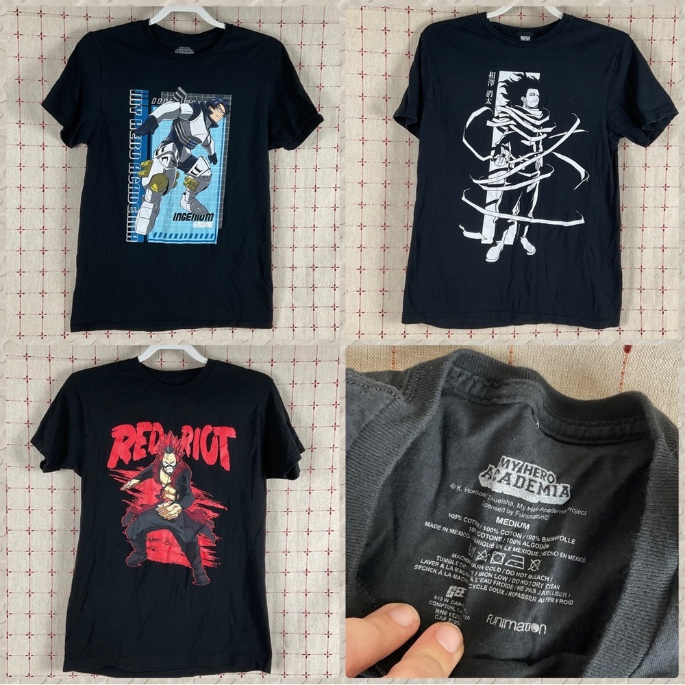 My Hero Academia Unisex Shirt Bundle Red Riot Ingenium Shota Aizawa Medium Shirt